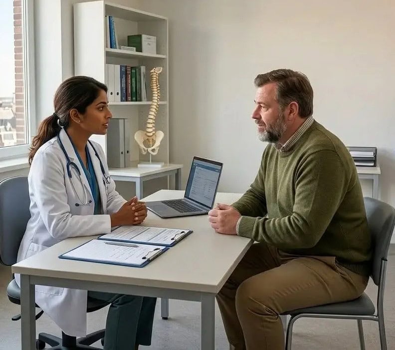Twee mensen in gesprek over de vergoeding van ozempic tijdens een consult