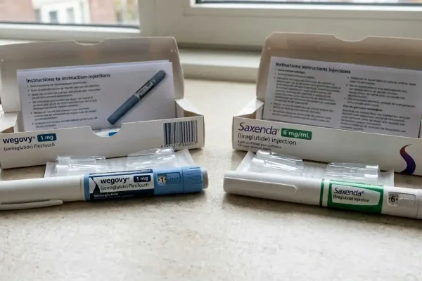 Wegovy en Saxenda injecties in verpakking